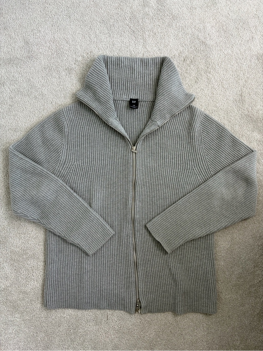 “GAP” - Ribbed Double Zip Sweater - Size Large